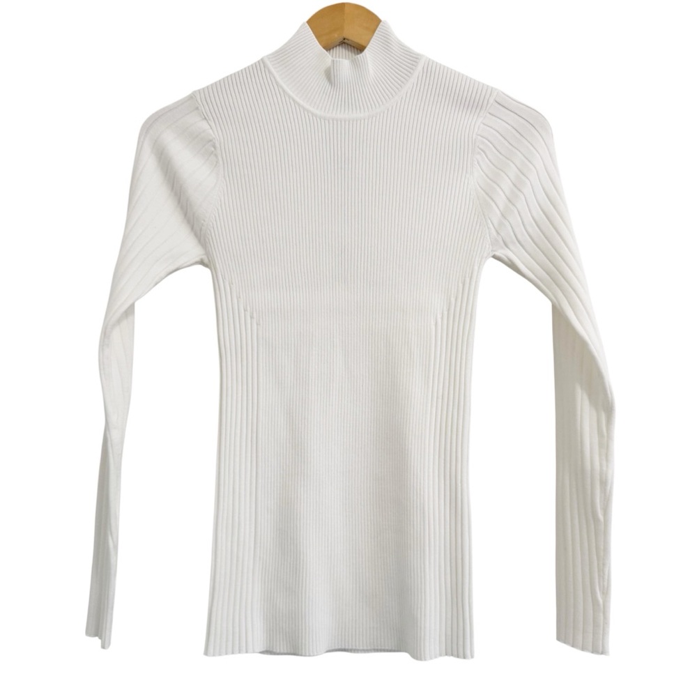 Universal Standard White Ribbed Mock Neck Top Sweater NWT 2XS